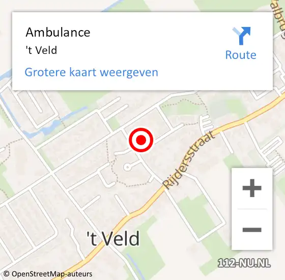 Locatie op kaart van de 112 melding: Ambulance 't Veld op 1 oktober 2021 19:26