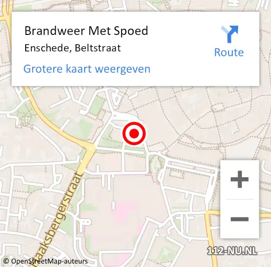Locatie op kaart van de 112 melding: Brandweer Met Spoed Naar Enschede, Beltstraat op 1 oktober 2021 19:43