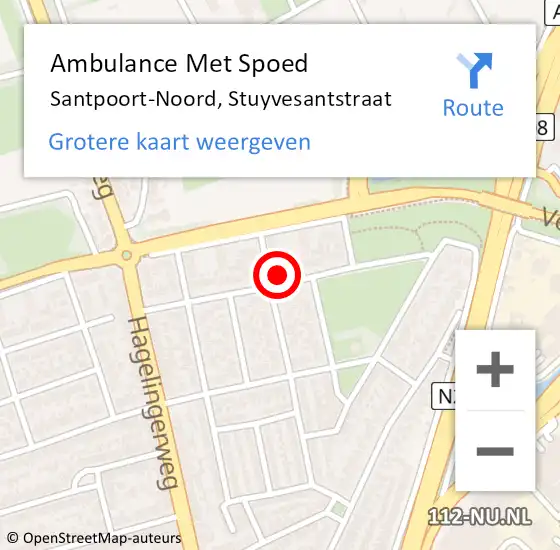 Locatie op kaart van de 112 melding: Ambulance Met Spoed Naar Santpoort-Noord, Stuyvesantstraat op 1 oktober 2021 20:43