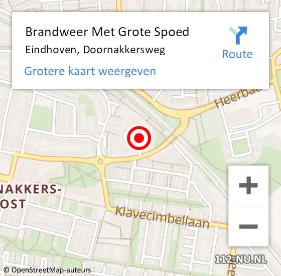 Locatie op kaart van de 112 melding: Brandweer Met Grote Spoed Naar Eindhoven, Doornakkersweg op 2 oktober 2021 00:21