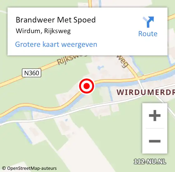 Locatie op kaart van de 112 melding: Brandweer Met Spoed Naar Wirdum, Rijksweg op 2 oktober 2021 07:01
