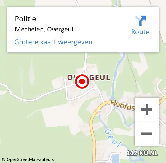 Locatie op kaart van de 112 melding: Politie Mechelen, Overgeul op 2 oktober 2021 11:57
