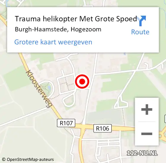 Locatie op kaart van de 112 melding: Trauma helikopter Met Grote Spoed Naar Burgh-Haamstede, Hogezoom op 2 oktober 2021 13:34