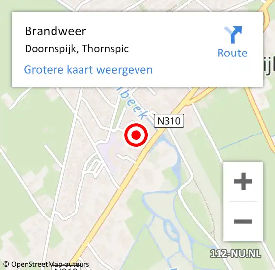Locatie op kaart van de 112 melding: Brandweer Doornspijk, Thornspic op 2 oktober 2021 17:46