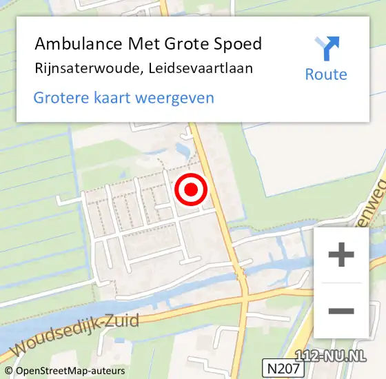 Locatie op kaart van de 112 melding: Ambulance Met Grote Spoed Naar Rijnsaterwoude, Leidsevaartlaan op 2 oktober 2021 19:48