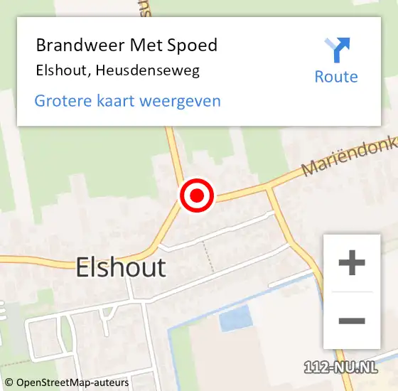 Locatie op kaart van de 112 melding: Brandweer Met Spoed Naar Elshout, Heusdenseweg op 2 oktober 2021 20:54