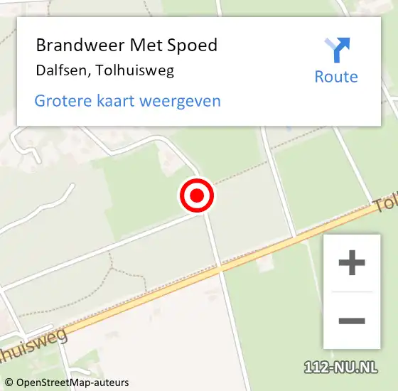 Locatie op kaart van de 112 melding: Brandweer Met Spoed Naar Dalfsen, Tolhuisweg op 3 oktober 2021 00:11