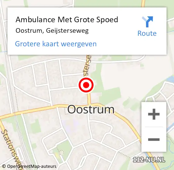 Locatie op kaart van de 112 melding: Ambulance Met Grote Spoed Naar Oostrum, Geijsterseweg op 24 juni 2014 20:19