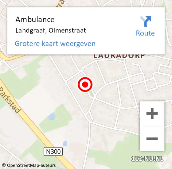 Locatie op kaart van de 112 melding: Ambulance Landgraaf, Olmenstraat op 24 juni 2014 20:36