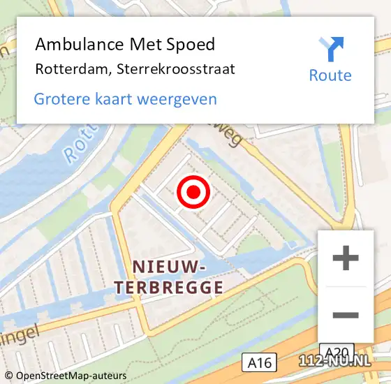 Locatie op kaart van de 112 melding: Ambulance Met Spoed Naar Rotterdam, Sterrekroosstraat op 3 oktober 2021 13:55