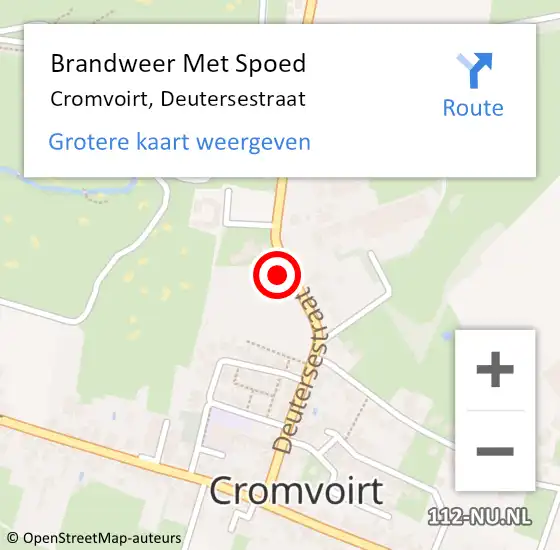 Locatie op kaart van de 112 melding: Brandweer Met Spoed Naar Cromvoirt, Deutersestraat op 3 oktober 2021 17:51