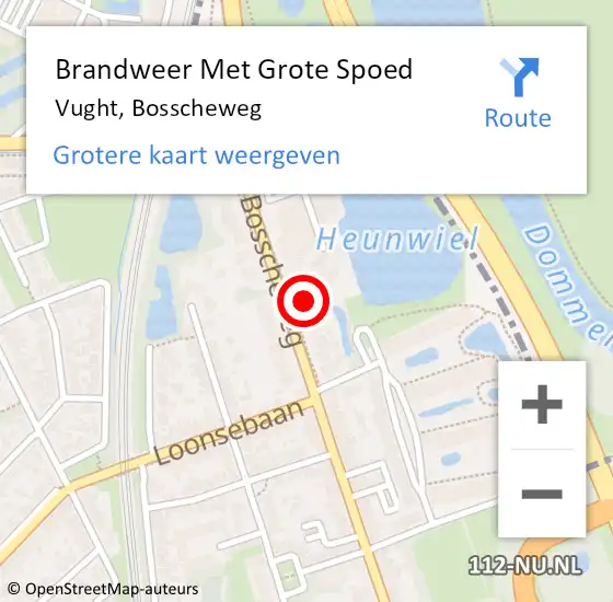 Locatie op kaart van de 112 melding: Brandweer Met Grote Spoed Naar Vught, Bosscheweg op 3 oktober 2021 18:55