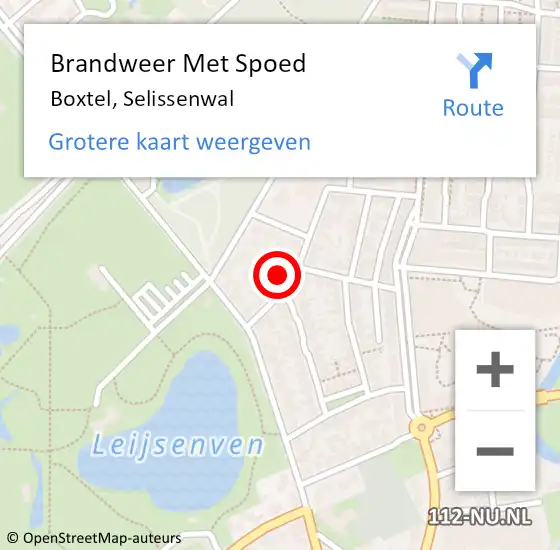 Locatie op kaart van de 112 melding: Brandweer Met Spoed Naar Boxtel, Selissenwal op 4 oktober 2021 00:59