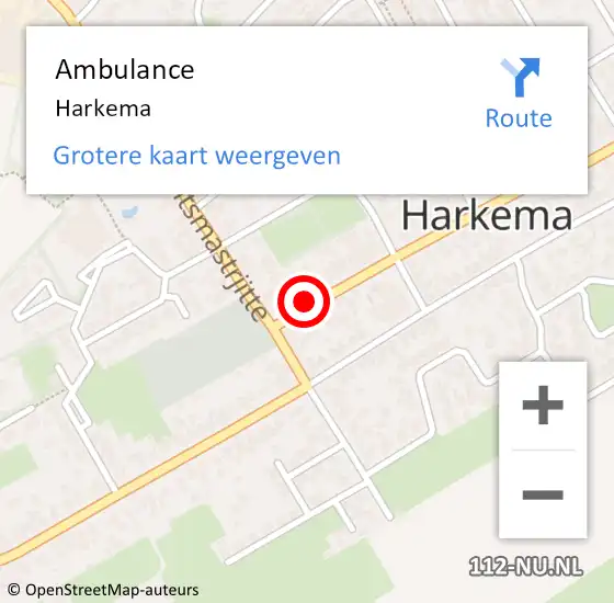 Locatie op kaart van de 112 melding: Ambulance Harkema op 4 oktober 2021 08:03