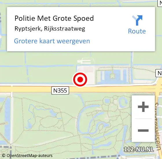 Locatie op kaart van de 112 melding: Politie Met Grote Spoed Naar Ryptsjerk, Rijksstraatweg op 4 oktober 2021 09:09