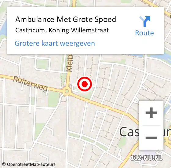 Locatie op kaart van de 112 melding: Ambulance Met Grote Spoed Naar Castricum, Koning Willemstraat op 4 oktober 2021 11:32