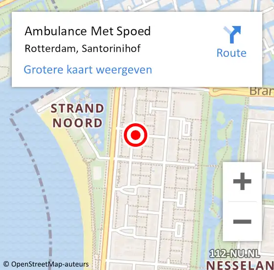 Locatie op kaart van de 112 melding: Ambulance Met Spoed Naar Rotterdam, Santorinihof op 4 oktober 2021 13:33