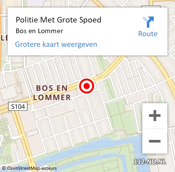 Locatie op kaart van de 112 melding: Politie Met Grote Spoed Naar Bos en Lommer op 4 oktober 2021 14:44