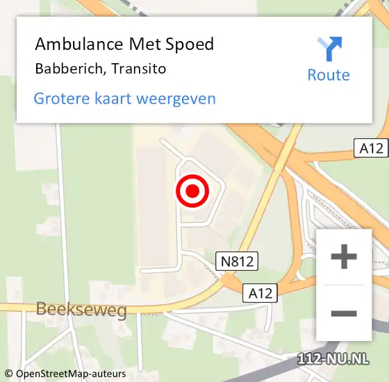 Locatie op kaart van de 112 melding: Ambulance Met Spoed Naar Babberich, Transito op 4 oktober 2021 15:29