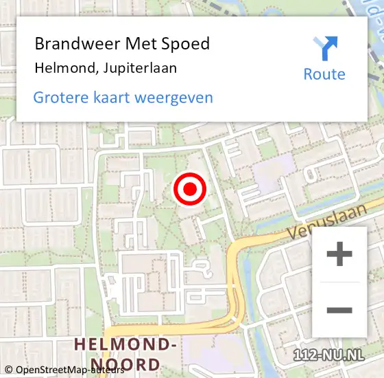 Locatie op kaart van de 112 melding: Brandweer Met Spoed Naar Helmond, Jupiterlaan op 4 oktober 2021 16:29