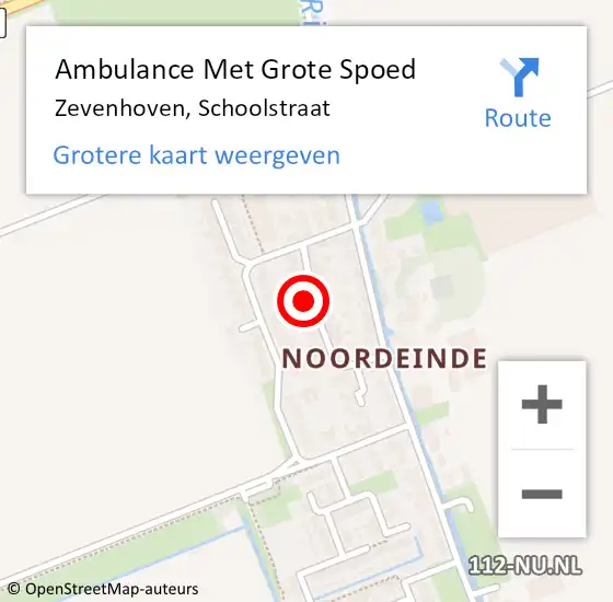 Locatie op kaart van de 112 melding: Ambulance Met Grote Spoed Naar Zevenhoven, Schoolstraat op 4 oktober 2021 16:33