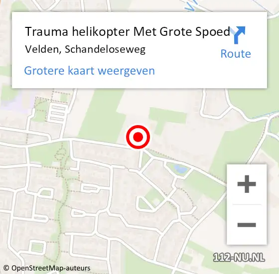 Locatie op kaart van de 112 melding: Trauma helikopter Met Grote Spoed Naar Velden, Schandeloseweg op 4 oktober 2021 17:55