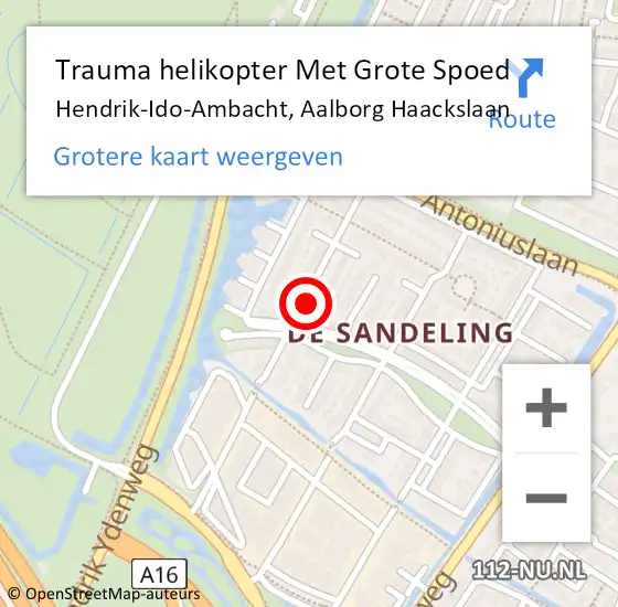 Locatie op kaart van de 112 melding: Trauma helikopter Met Grote Spoed Naar Hendrik-Ido-Ambacht, Aalborg Haackslaan op 4 oktober 2021 17:57