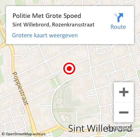 Locatie op kaart van de 112 melding: Politie Met Grote Spoed Naar Sint Willebrord, Rozenkransstraat op 4 oktober 2021 18:36