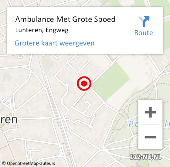 Locatie op kaart van de 112 melding: Ambulance Met Grote Spoed Naar Lunteren, Engweg op 4 oktober 2021 21:05