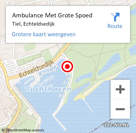 Locatie op kaart van de 112 melding: Ambulance Met Grote Spoed Naar Tiel, Echteldsedijk op 4 oktober 2021 21:18