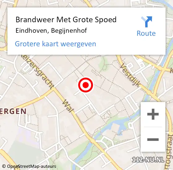 Locatie op kaart van de 112 melding: Brandweer Met Grote Spoed Naar Eindhoven, Begijnenhof op 4 oktober 2021 22:48