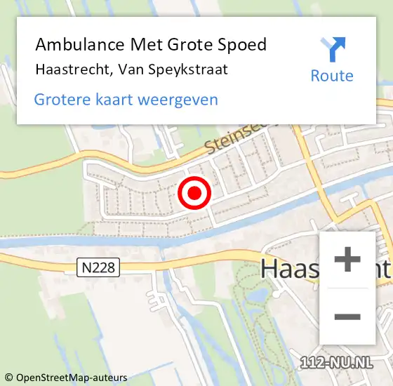 Locatie op kaart van de 112 melding: Ambulance Met Grote Spoed Naar Haastrecht, Van Speykstraat op 5 oktober 2021 01:57