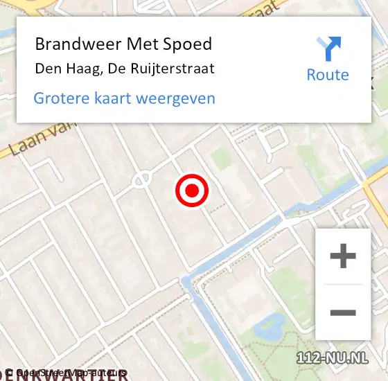 Locatie op kaart van de 112 melding: Brandweer Met Spoed Naar Den Haag, De Ruijterstraat op 5 oktober 2021 11:37