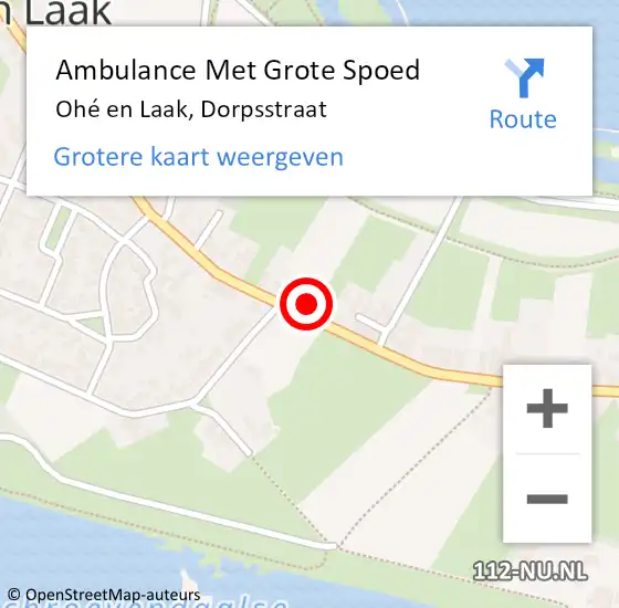 Locatie op kaart van de 112 melding: Ambulance Met Grote Spoed Naar Ohé en Laak, Dorpsstraat op 5 oktober 2021 13:05