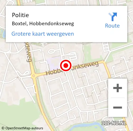 Locatie op kaart van de 112 melding: Politie Boxtel, Hobbendonkseweg op 5 oktober 2021 15:26