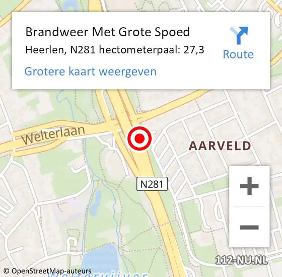 Locatie op kaart van de 112 melding: Brandweer Met Grote Spoed Naar Heerlen, N281 hectometerpaal: 27,3 op 5 oktober 2021 15:47