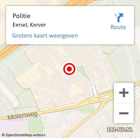 Locatie op kaart van de 112 melding: Politie Eersel, Kerver op 5 oktober 2021 16:06