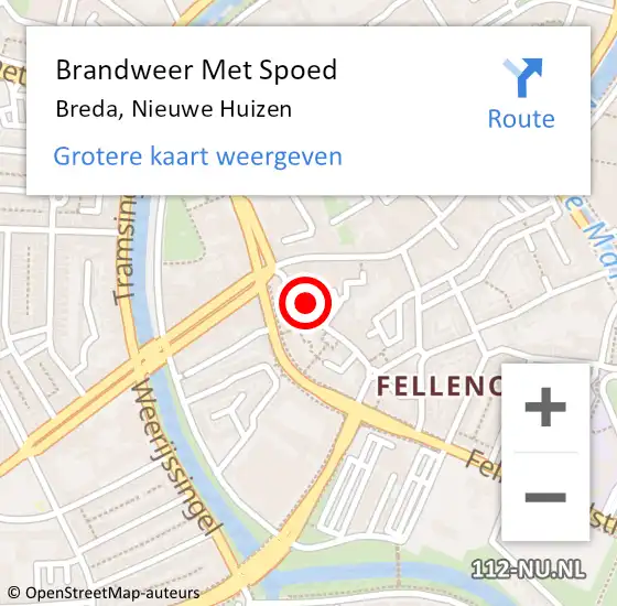 Locatie op kaart van de 112 melding: Brandweer Met Spoed Naar Breda, Nieuwe Huizen op 5 oktober 2021 16:16