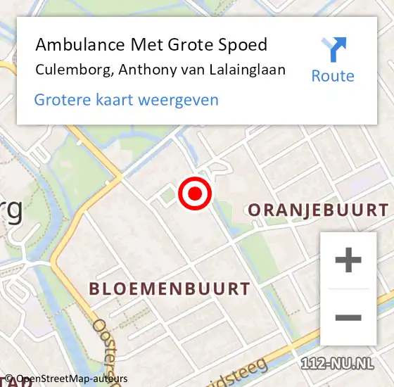 Locatie op kaart van de 112 melding: Ambulance Met Grote Spoed Naar Culemborg, Anthony van Lalainglaan op 5 oktober 2021 23:19