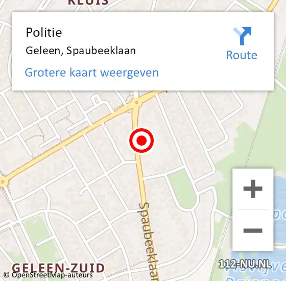 Locatie op kaart van de 112 melding: Politie Geleen, Spaubeeklaan op 6 oktober 2021 12:04