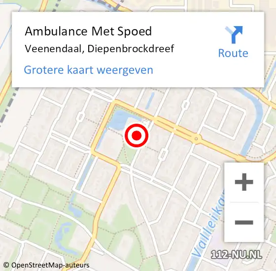 Locatie op kaart van de 112 melding: Ambulance Met Spoed Naar Veenendaal, Diepenbrockdreef op 6 oktober 2021 13:35