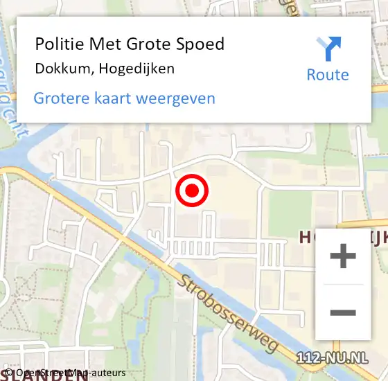 Locatie op kaart van de 112 melding: Politie Met Grote Spoed Naar Dokkum, Hogedijken op 6 oktober 2021 15:46