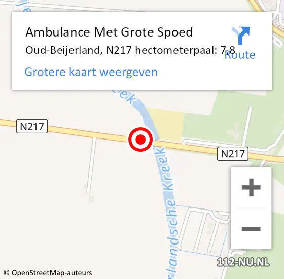 Locatie op kaart van de 112 melding: Ambulance Met Grote Spoed Naar Oud-Beijerland, N217 hectometerpaal: 7,8 op 6 oktober 2021 16:34