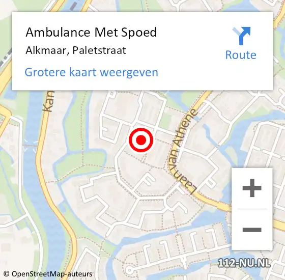Locatie op kaart van de 112 melding: Ambulance Met Spoed Naar Alkmaar, Paletstraat op 6 oktober 2021 18:09