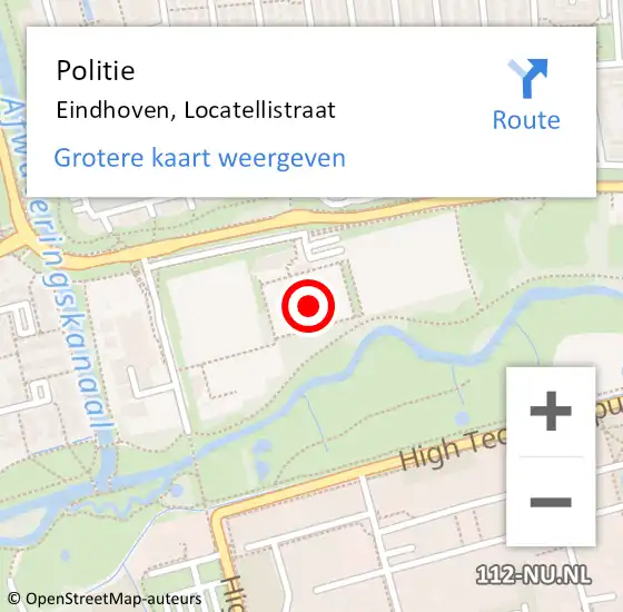 Locatie op kaart van de 112 melding: Politie Eindhoven, Locatellistraat op 6 oktober 2021 19:30