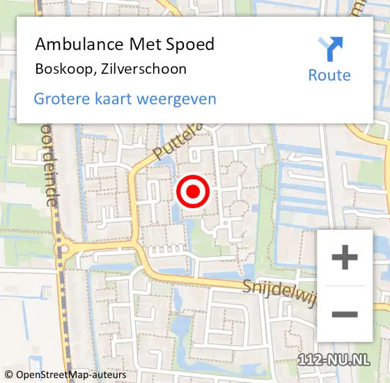 Locatie op kaart van de 112 melding: Ambulance Met Spoed Naar Boskoop, Zilverschoon op 6 oktober 2021 20:15