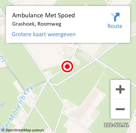 Locatie op kaart van de 112 melding: Ambulance Met Spoed Naar Grashoek, Roomweg op 25 juni 2014 10:23