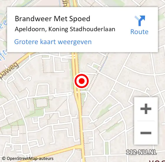 Locatie op kaart van de 112 melding: Brandweer Met Spoed Naar Apeldoorn, Koning Stadhouderlaan op 7 oktober 2021 00:26