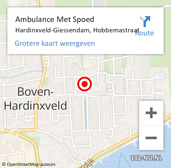 Locatie op kaart van de 112 melding: Ambulance Met Spoed Naar Hardinxveld-Giessendam, Hobbemastraat op 7 oktober 2021 04:02
