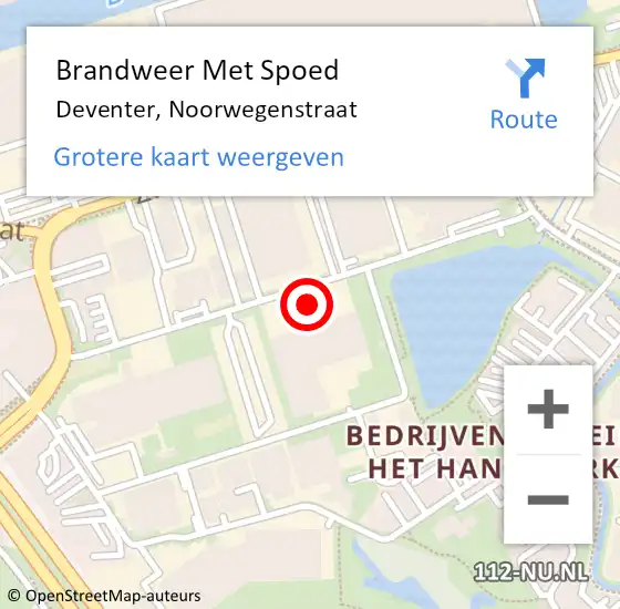Locatie op kaart van de 112 melding: Brandweer Met Spoed Naar Deventer, Noorwegenstraat op 7 oktober 2021 05:50